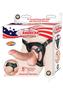 All American Whoppers Curved Dildo With Balls And Universal Harness 5in - Vanilla